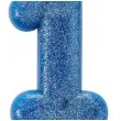 swieczka na tort cyfra 1 brokatowa niebieska amscan