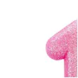 swieczka na tort cyfra 1 brokatowa rozowa amscan