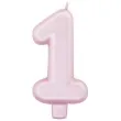 swieczka na tort cyfra 1 rozowy perlowy givi 9 cm