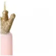 swieczka na tort cyfra 1 w koronie rozowa jasna partydeco 15 cm