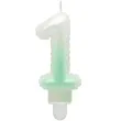 swieczka na tort cyfra 1 wypustki ombre bialo zielona perlowa godan 7 cm