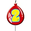 swieczka na tort cyfra 2 balonik czerwony folat 11 cm