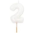 swieczka na tort cyfra 2 bialy perlowy givi 8 cm