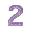 swieczka na tort cyfra 2 brokat fioletowa guirca 4 cm