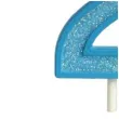 swieczka na tort cyfra 2 brokat niebieska guirca 4 cm