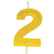 swieczka na tort cyfra 2 brokat zolta guirca 4 cm