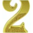 swieczka na tort cyfra 2 brokatowa zlota jix 12 cm