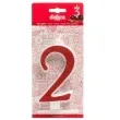 swieczka na tort cyfra 2 czerwona brokatowa dekora
