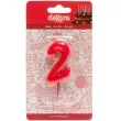 swieczka na tort cyfra 2 czerwona dekora 5 5 cm