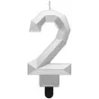 swieczka na tort cyfra 2 diament srebrna godan 7 6 cm