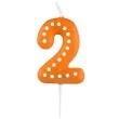 swieczka na tort cyfra 2 kropeczki amscan pomaranczowa