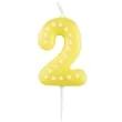 swieczka na tort cyfra 2 kropeczki amscan zolta