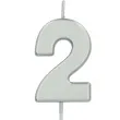 swieczka na tort cyfra 2 srebrna folat 8 cm