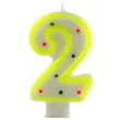 swieczka na tort cyfra 2 w kropki zolta tamipol 7 5 cm