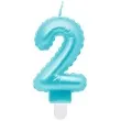swieczka na tort cyfra 2 wypustki niebieska jasna perlowa godan 7 cm