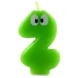 swieczka na tort cyfra 2 z oczami zielona tamipol 7 5 cm