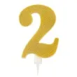 swieczka na tort cyfra 2 zlota brokatowa givi 15 5 cm