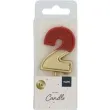 swieczka na tort cyfra 2 zloto czerwona folat 5 cm
