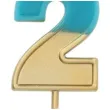 swieczka na tort cyfra 2 zloto niebieska folat 5 cm