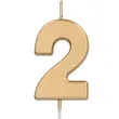 swieczka na tort cyfra 2 zloty folat 8 cm