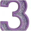 swieczka na tort cyfra 3 brokat fioletowa guirca 4 cm