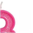swieczka na tort cyfra 3 brokat rozowa guirca 4 cm