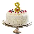 swieczka na tort cyfra 3 brokatowa zlota jix 12 cm