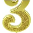 swieczka na tort cyfra 3 brokatowa zlota jix 12 cm