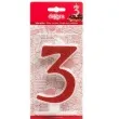 swieczka na tort cyfra 3 czerwona brokatowa dekora