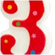 swieczka na tort cyfra 3 gwiazdki czerwona partypal 8 cm