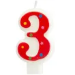 swieczka na tort cyfra 3 gwiazdki czerwona partypal 8 cm