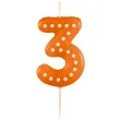 swieczka na tort cyfra 3 kropeczki amscan pomaranczowa