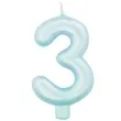 swieczka na tort cyfra 3 niebieski perlowy givi 9 cm