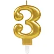 swieczka na tort cyfra 3 sparkling celebration zlota amscan 9 cm