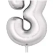 swieczka na tort cyfra 3 srebrny metalik givi 8 cm