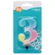 swieczka na tort cyfra 3 teczowa godan 8 cm