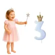 swieczka na tort cyfra 3 w koronie blekitna partydeco 9 5 cm
