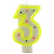 swieczka na tort cyfra 3 w kropki zolta tamipol 7 5 cm