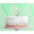 swieczka na tort cyfra 3 wypustki ombre bialo zielona perlowa godan 7 cm