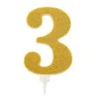 swieczka na tort cyfra 3 zlota brokatowa givi 15 5 cm