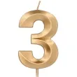 swieczka na tort cyfra 3 zlota folat 14 5 cm