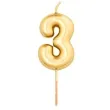 swieczka na tort cyfra 3 zloty metalik givi 8 cm