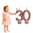 swieczka na tort cyfra 30 rozowe zloto santex 9 cm