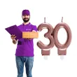 swieczka na tort cyfra 30 rozowe zloto santex 9 cm