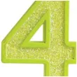 swieczka na tort cyfra 4 brokat zielona guirca 4 cm