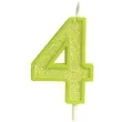 swieczka na tort cyfra 4 brokat zielona guirca 4 cm