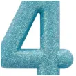 swieczka na tort cyfra 4 brokatowa turkusowa amscan
