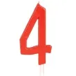 swieczka na tort cyfra 4 czerwona guirca 12 cm