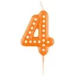 swieczka na tort cyfra 4 kropki pomaranczowy amscan