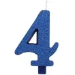 swieczka na tort cyfra 4 niebieska brokatowa givi 9 5 cm